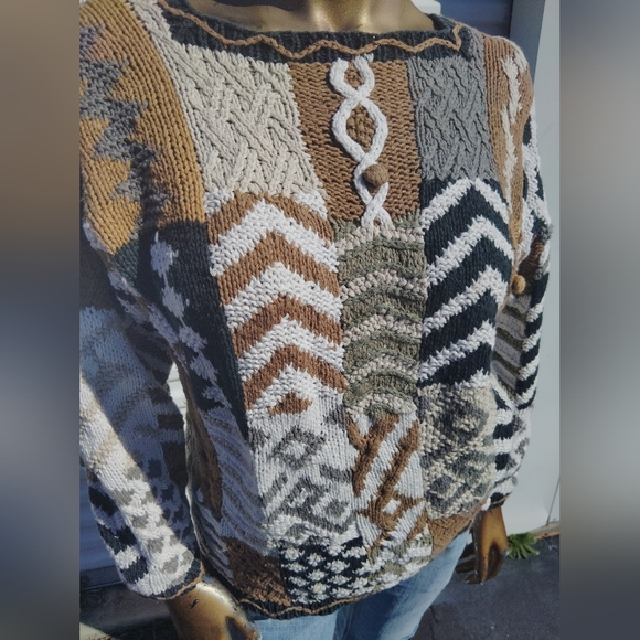 Patchwork Knit Sweater - Multicolor - Picture 3 of 11